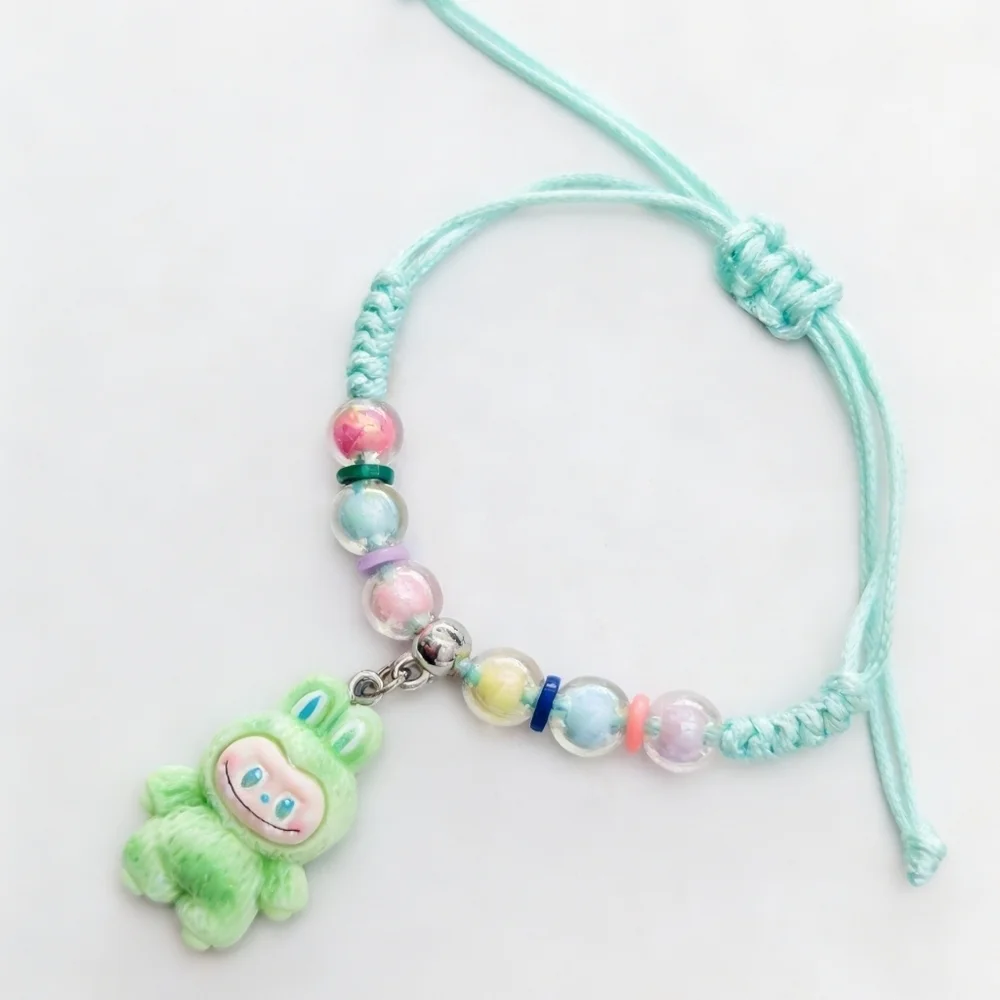 Labubu-Inspired Macramé Bracelet Mint & Seafoam